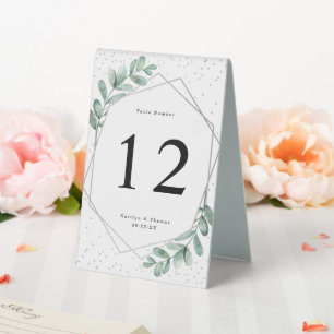 Plaque De Table Mariage géométrique Eucalyptus à huile d'argent