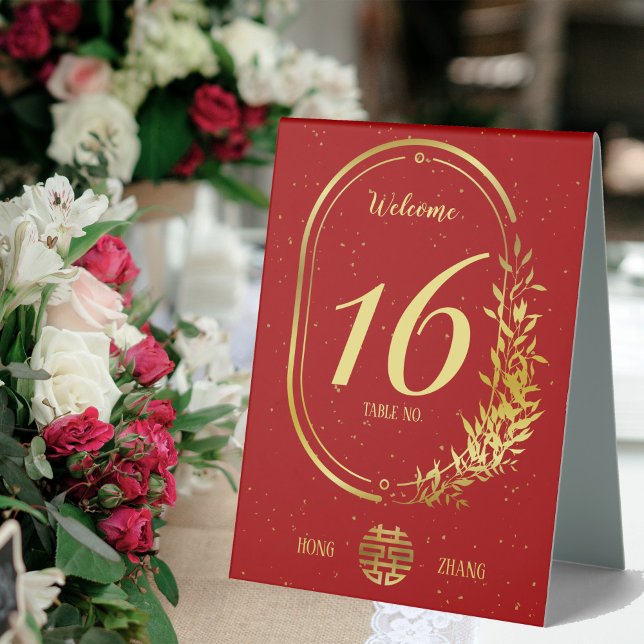 Plaque De Table Mariage Gold Double Happy (Créateur téléchargé)