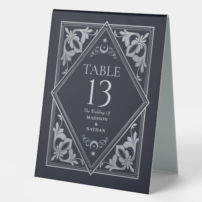 Plaque De Table Mariage gothique Art nouveau céleste argenté Tarot (Recto)