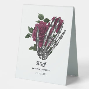 Plaque De Table Mariage gothique squelette floral de Bourgogne