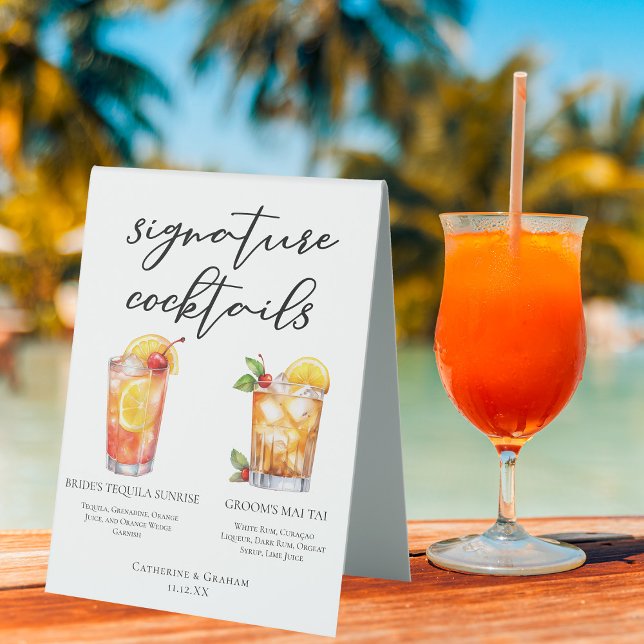 Plaque De Table Mariage Groom Beach Mariage Signature Cocktails Me (Créateur téléchargé)