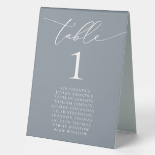 Plaque De Table Mariage minimaliste gris bleu foncé