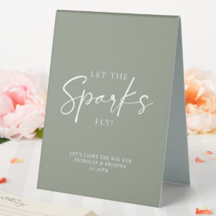 Plaque De Table Mariage minimaliste Sage vert Sparkler Envoyer