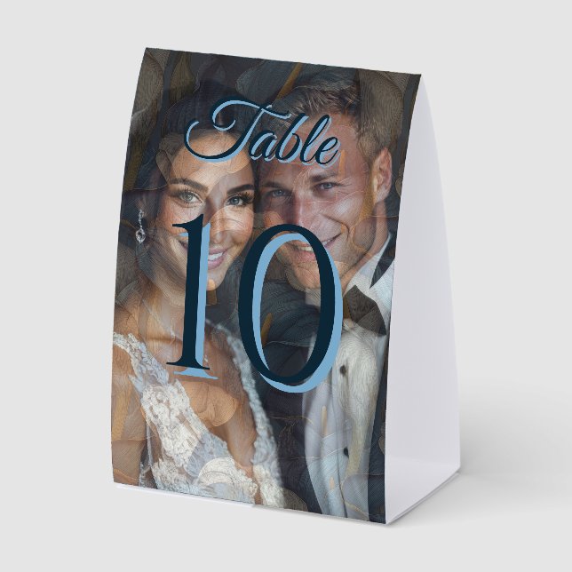 Plaque De Table Mariage Moderne de Jardin de Lys Callas Bleus Uniq (Recto)