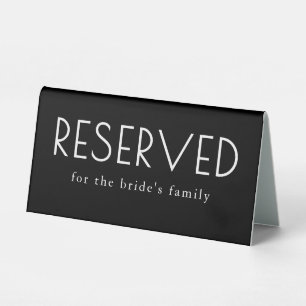 Plaque De Table Mariage moderne noir réservé