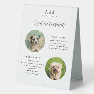 Plaque De Table Mariage moderne Signature Cocktail Menu Deux Photo