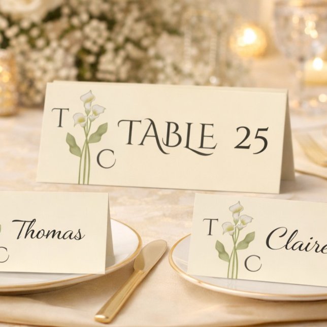 Plaque De Table Mariage Monogramme Lily Art Nouveau Crème (Créateur téléchargé)