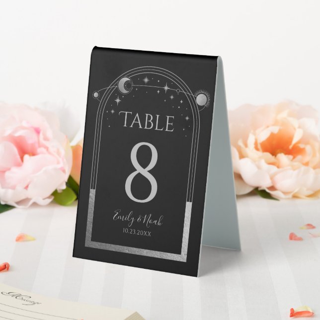 Plaque De Table Mariage mystique Black Silver Sun Moon Stars (In SItu (Mariage))