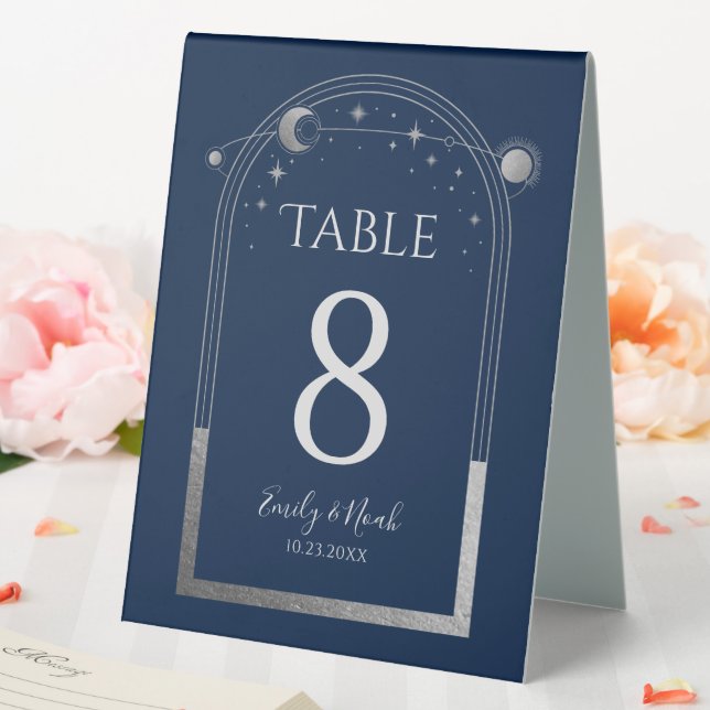Plaque De Table Mariage mystique Bleu Argent Sun Moon Stars (In SItu (Mariage))
