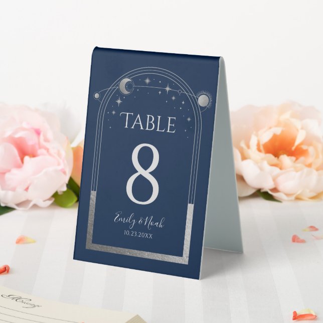 Plaque De Table Mariage mystique Bleu Argent Sun Moon Stars (In SItu (Mariage))