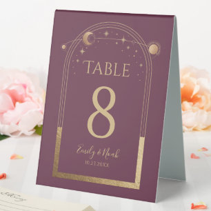 Plaque De Table Mariage mystique Plum Gold Sun Moon Stars