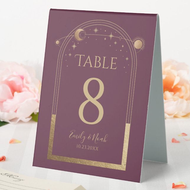 Plaque De Table Mariage mystique Plum Gold Sun Moon Stars (In SItu (Mariage))