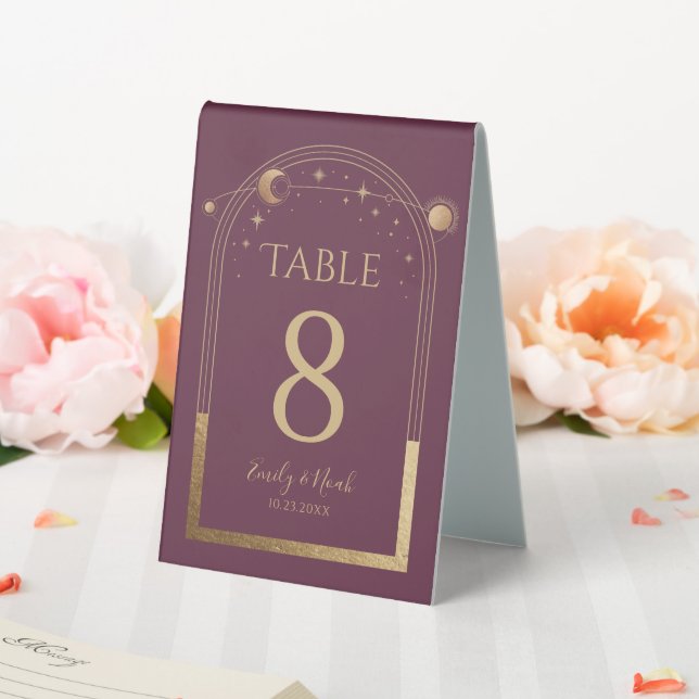 Plaque De Table Mariage mystique Plum Gold Sun Moon Stars (In SItu (Mariage))