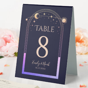 Plaque De Table Mariage mystique Rainbow Navy Blue Sun Moon Stars