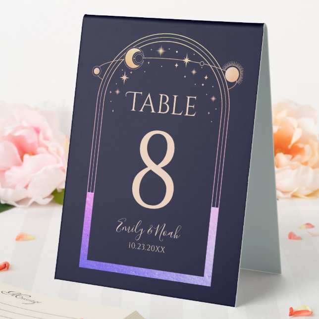 Plaque De Table Mariage mystique Rainbow Navy Blue Sun Moon Stars (In SItu (Mariage))