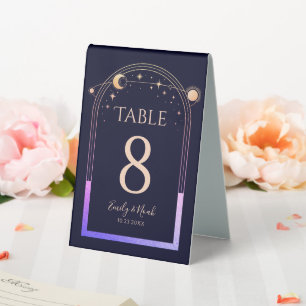 Plaque De Table Mariage mystique Rainbow Navy Blue Sun Moon Stars