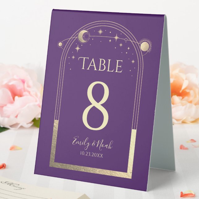 Plaque De Table Mariage mystique violet or Sun Moon étoiles (In SItu (Mariage))