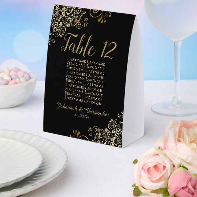 Plaque De Table Mariage noir et or Tableau des numéros de siège (Insitu (mariage))