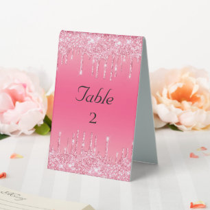 Plaque De Table Mariage personnalisé avec strass qui goutte rose