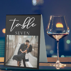 Plaque De Table Mariage photo simple noir Numéro de table