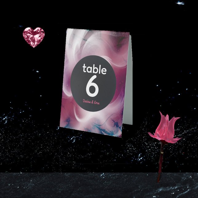 Plaque De Table Mariage rose aquarelle vif (Créateur téléchargé)