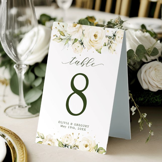 Plaque De Table Mariage rose élégante et verdoyante (Créateur téléchargé)