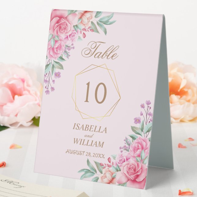 Plaque De Table Mariage rose floral (In SItu (Mariage))