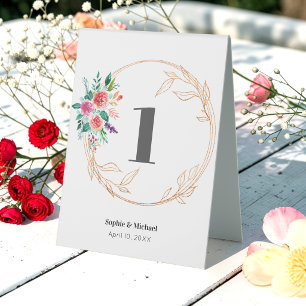 Plaque De Table Mariage Rose Gold Blanc Rose Fleurie