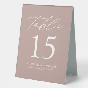 Plaque De Table Mariage Rose moderne Dusty Numéro de table