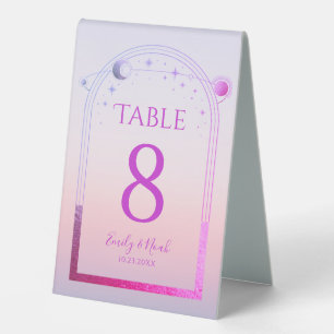 Plaque De Table Mariage Rose Soleil Lune Étoiles Coucher Céleste