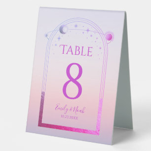 Plaque De Table Mariage Rose Soleil Lune Étoiles Coucher Céleste