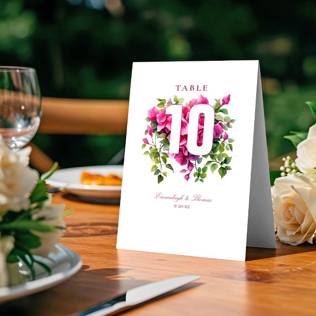 Plaque De Table Mariage Roses Sauvages Magenta  (Créateur téléchargé)