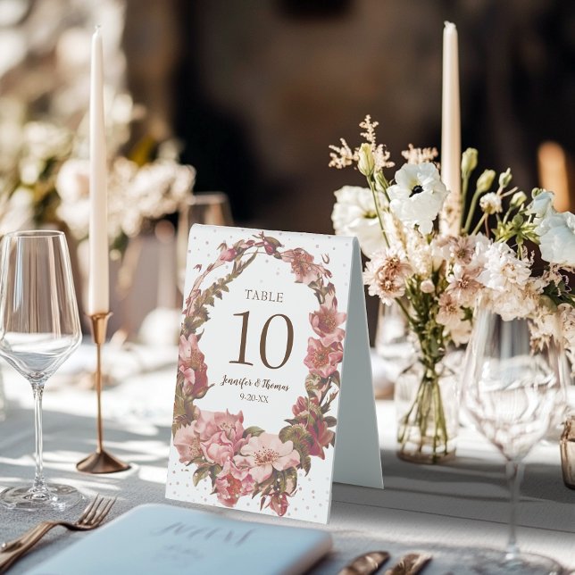 Plaque De Table Mariage rustique rose floral (Créateur téléchargé)