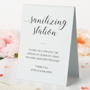 Plaque De Table Mariage Sanitizer à main de la station