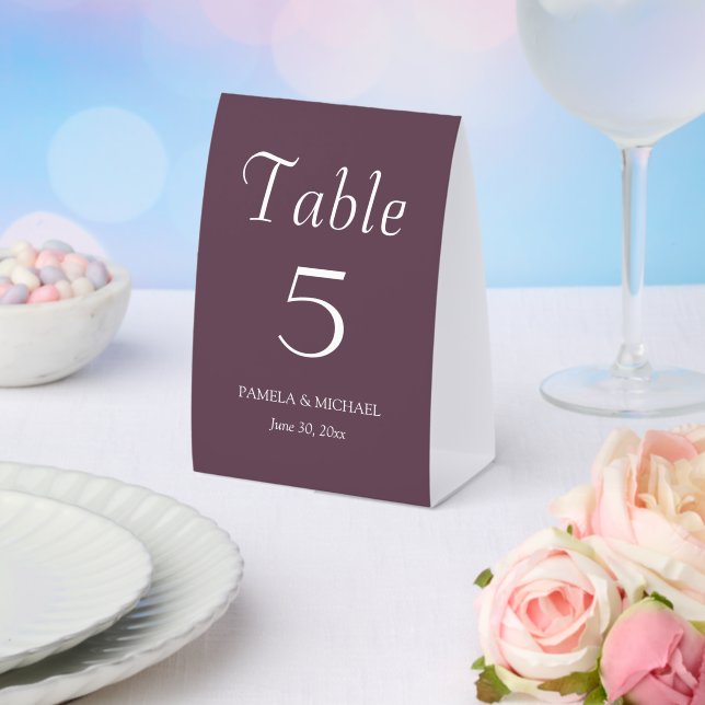 Plaque De Table Mariage Simple Style Aubergine (Insitu (mariage))