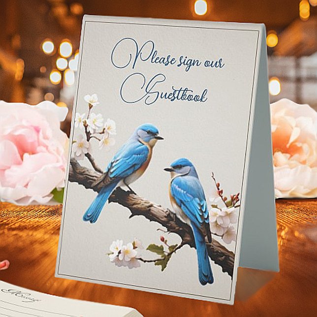 Plaque De Table Mariage Spring Bluebirds (Spring Bluebirds Wedding Table Tent Sign)
