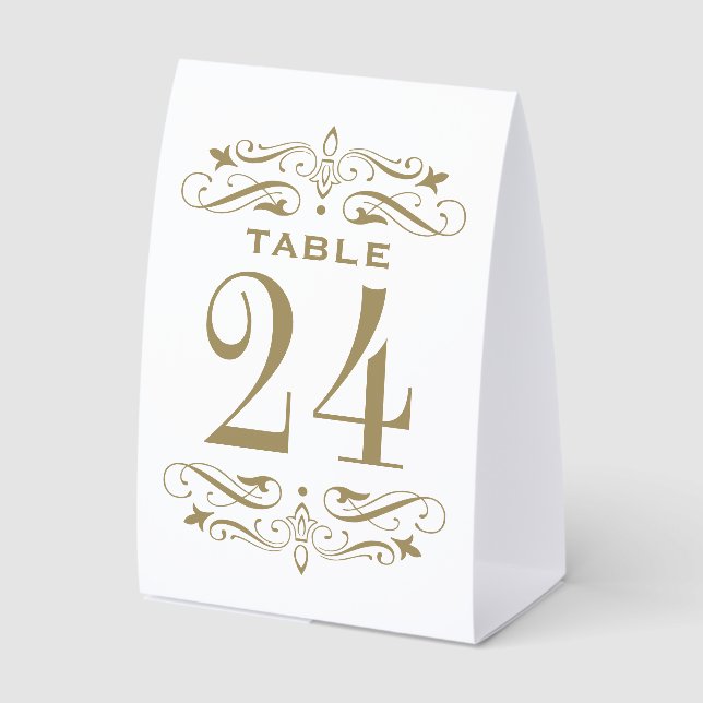 Plaque De Table Mariage Vintage Blanc Antique Flourish (Recto)