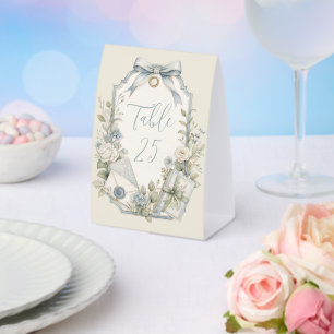 Plaque De Table Mariage Vintage Français Bleu Élégant