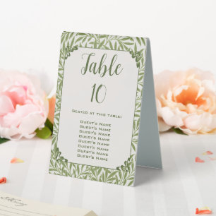 Plaque De Table Mariage Vintage, Motif de feuilles de saule victor