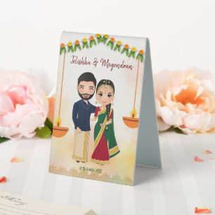 Plaque De Table Marigold guirlande avec couple hindou mariage tamo