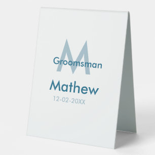 Plaque De Table Marine bleu groomsman nom lettre date masculin par