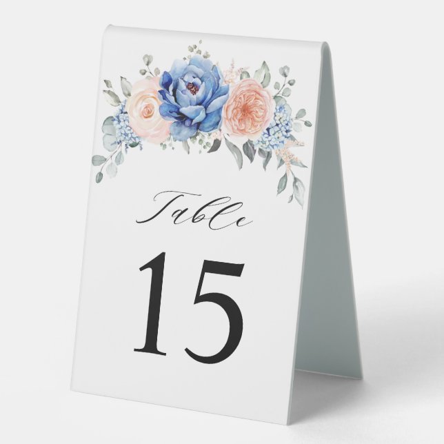 Plaque De Table Marine Blue Slate Dusty Blush rose Numéro de table (Recto)