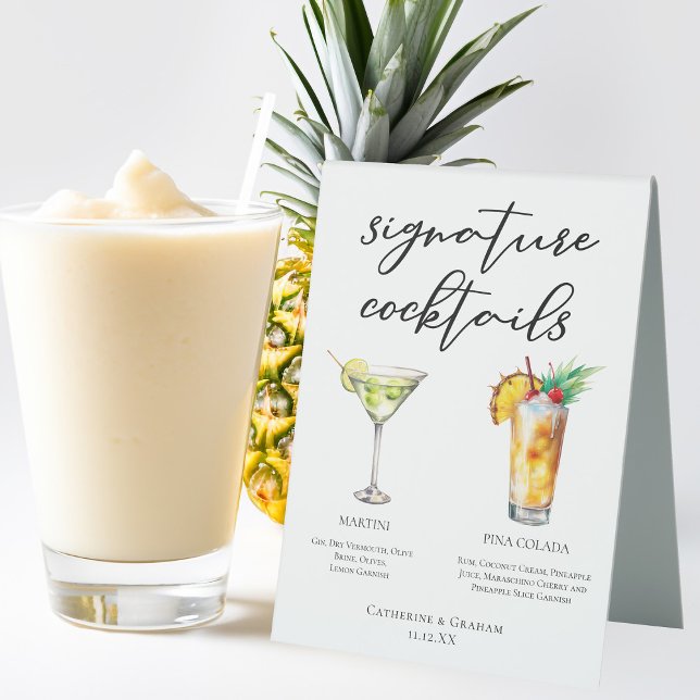 Plaque De Table Martini Piña Colada Signature Cocktails Menu (Créateur téléchargé)