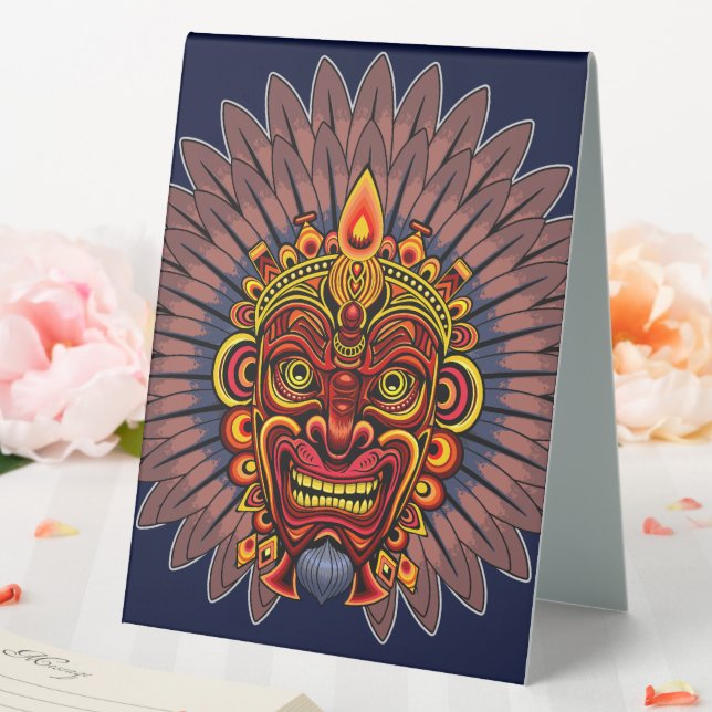 Plaque De Table Masque rituel du roi guerrier tribal (In SItu (Mariage))