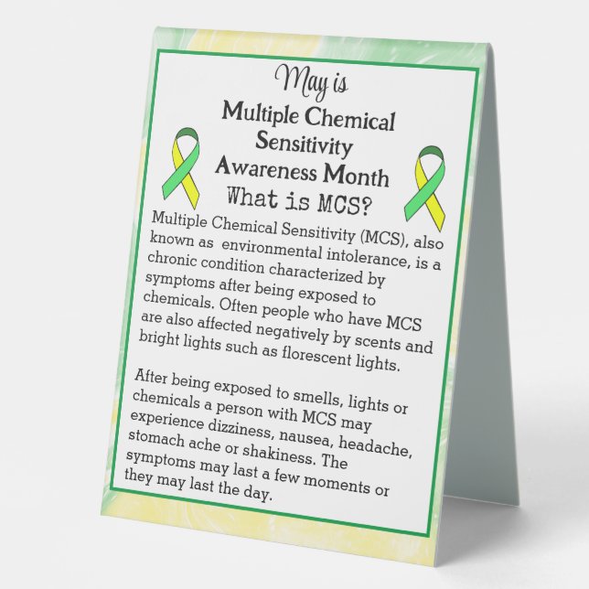 Plaque De Table May is Multiple Chemical Sensitivity Awareness (Recto)