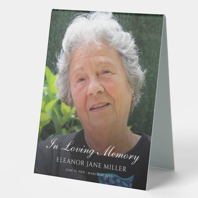 Plaque De Table Memorial or Funeral Photo Tribute (Recto)