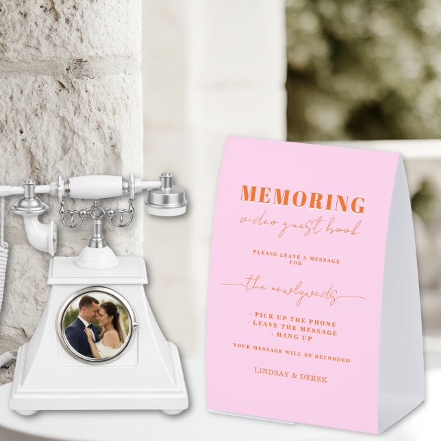 Plaque De Table Memoring Guest Book Message Sign (Memoring Guest Book Message Sign
Orange Pink Sign)