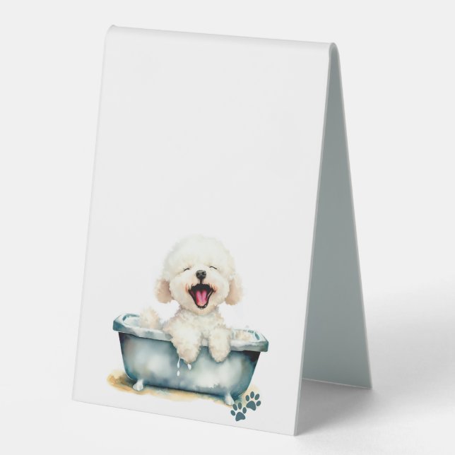 Plaque De Table Menu blanc de chien Bichon Frise (Recto)