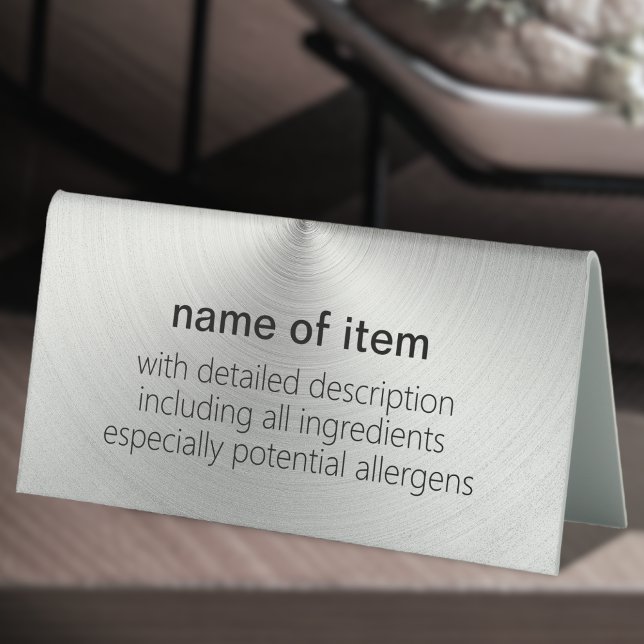 Plaque De Table Menu Buffet Radial Argent Brossé Description de l' (Créateur téléchargé)