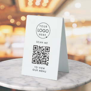 Plaque De Table Menu Code QR Logo moderne sans contact